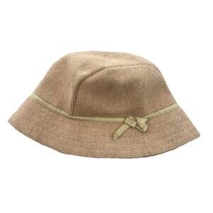 Gap Wool Blend Tan Bucket Y2K Women’s Cap Hat Bow Ribbon Women’s Cute S/M Bucket